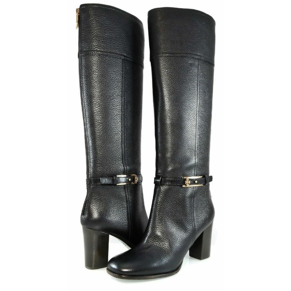 TORY BURCH Jenna Mid Heel Tall Leather Boots
